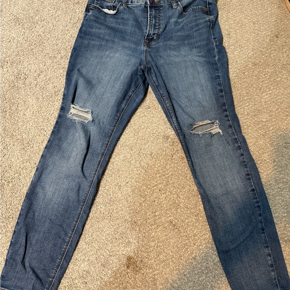 Old Navy Dark Blue Distressed Skinny Jeans